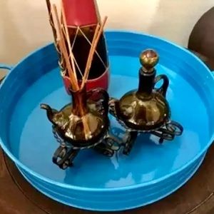 New 16" Round Metal Tray